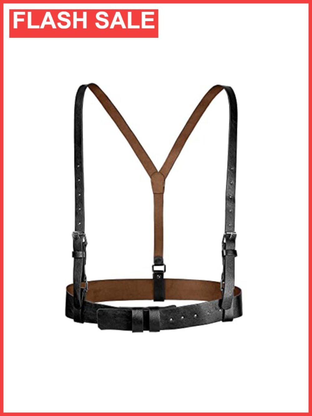 PU Leather Y Back Suspenders Waist Belt Adjustable Hook Buckle